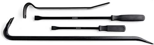 EXXO 4 Piece Pry Bar Set - Heavy Duty Flat Bar Hand Tools 12, 15, 18, 24 Inch Bars Tool Box Accessories Crow Bars Trim Puller Tool for Baseboard Demolition Tools Pocket Pry Bar Mechanics Tool Set