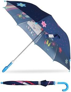 Destinio Umbrella for Kids - Stylish Cute & Child Safe kids umbrella for girls & boys - 100% Waterproof; Small Umbrella for Kids, Girls, Boys, and Baby (19 Inch, Blue (Rainbow))