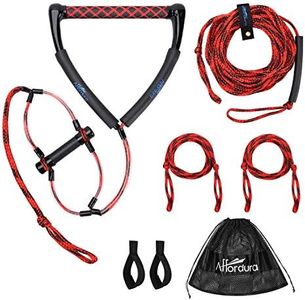 Affordura Wakeboard Rope Water Ski Rope with Handle Ski Ropes for Watersports, Ski Tow Rope for Tubing 4 Sections Tube Tow Rope for Watersports (75 Feet), Storing Bag Included