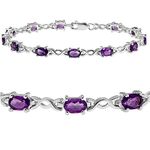 Amanda Rose Collection Women's 5Cttw Amethyst Infinity Tennis Bracelet Set In Sterling Silver 7 1/4 Inches