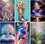 Diamond Painting Kits for Adults. 6 Packs Diamond Art Full Drill Round Gem Art 5D Diamond Dots Suitable Home Wall Decor 12x16inch
