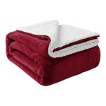 Aspire Homeware Sherpa Fleece Blanket Soft Fluffy Blanket Sofa Throw - Large Burgundy Throws for Beds Double Reversible Microfiber Thick Large Travel Blanket (150 x 200 cm)