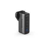 Stuffcool Empire 75W GaN Multiport Fast Charger with 4 Type-C & 1 USB-A, Smart Power Distribution, Swappable Plugs (US/UK/EU/India), Supports Samsung Super Fast Charging 2.0, MacBook, iPhone, Pixel