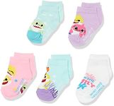 Nickelodeon unisex-baby Baby Shark 5 Pack Shorty Socks, Pink, 2-4T