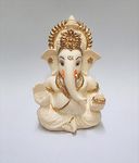 Gold Art India Peach Ivory Finish Ganesha Idol Car Dashboard IdolGanesha Murti Ganpati Idol For Home Decor Puja Lord Ganesh Statue Gift For Office Desk Puja Room Figurine