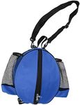 FoRapid Size 7 (29.5") Basketball Bag Soccer Ball Football Volleyball Softball Sports Ball Bag Holder Carrier+Adjustable Shoulder Strap 2 Side Mesh Pockets f/ Water Bottle Towel Sports Shoes -Blue