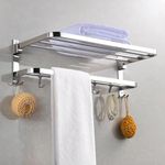 FireMoonk Towel Stand - Elegant, Multi-Tier Design for Efficient 304 Grade Stainless Steel Towel Hanger, Dual Folding Towel Rack/Stand/Bathroom Accessories (24-Inch) Chrome