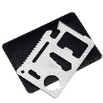 BISONBERG Stainless Steel Credit Card Survival Tool - 11 In One Multipurpose Beer Bottle Opener Portable Wallet Size Ultimate Pocket Multitool