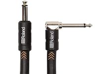 ROLAND Black Series Instrument Cable, Angled/Straight 1/4" Jack - Ric-B20A, Length: 20Ft / 6M