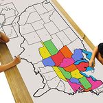 Tiny Expressions - Giant USA Coloring Map for Kids - Rolled, No Creases 72" x 30" - Jumbo Wall Art Poster for Classrooms, Bedrooms - Large Paper Banner (Blank USA Map)