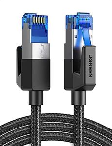 UGREEN CAT 8 Ethernet Cable High Speed 40Gbps 2000MHz Network Cord Braided RJ45 LAN Gigabit Network F/FTP POE Cables Compatible with Xbox One Switch PS5 PS4 WiFi Extender Router Modem Patch Panel 0.5M