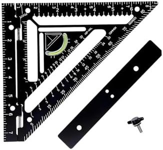 Squares Tool,8.5-in Adjustable Woodworking Rafter Square with Level,Aluminum Alloy Triangle Ruler Rafter Frame Square Double Scale,for Precise Marking and Layout (Black)