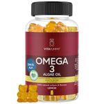 VITAYUMMY Vegan Omega 3 Gummy Vitamins - Algae Omega 3 Vegan Supplement for Kids & Adults - EPA & DHA - 60 Gummys Natural Color W. Lemon Flavor & No Fish Taste - Omega 3 algae oil Made in Germany