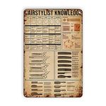 Knowledge Metal Sign, Hairstylist Knowledge Retro Metal Tin Signs Bar Club Cafe Home Farm Posters for Man Cave Garage Art Wall Decor Plaque 12x16 Inch