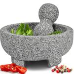 Priority Chef Prioritychef Granite Mortar&Pestle Set - 6.1 Inch Natural Stone Molcajete Mexicano For Spices,Seasonings,Pastes - Pestle&Mortar Bowl For Fresh Guacamole,Salsa,Pesto,Small,Grey