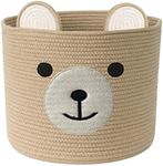 Bear Laundry Baskets Laundry Hamper Storage Basket with Handles,Decorative Basket for Living room,Woven Storage Basket for Toys Bin Pillows Blankets Clothes (Khaki - Version 2)