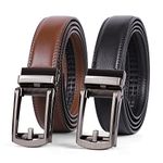 WERFORU 2 Pack Men's Leather Ratchet Belts for Dress Trousers Adjustable Ratchet Belt with Automatic Buckle fit Everywhere