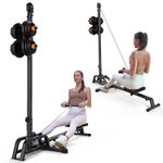 ONETWOFIT Foldable Rowing Machine & LAT Pull Down Machine 2 in 1 Multi-Function Compact Rowing Machine for Home, Low Row Cable Fitness Exercise Max 300lbs