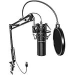 TONOR USB Microphone Kit, PC Microfono Bundle with Boom Arm Stand, Streaming Podcast Cardioid Condenser Computer Mic for Gaming Recording Studio Singing Discord YouTube Video PS4/5 Gamer, Q9 New Model