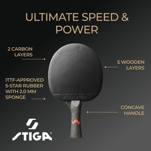 STIGA Royal Carbon Table Tennis Bat – 7-Ply Blade, Professional Racket