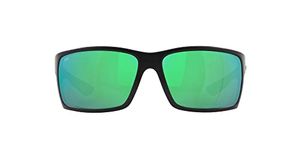 Costa Del Mar Mens Reefton Rectangular Sunglasses, Blackout/Green Mirrored Polarized-580G, 64 mm, Reefton 01 Blackout Green Mirr, 64 mm