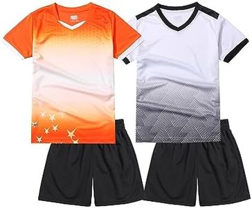 M2C Boys 2-Pack Jersey Soccer Knit Set Sport Team Uniform Shirt and Shorts 11-12 Stars Neon Orange/White