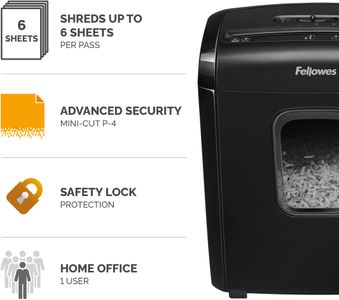 Fellowes Powershred 6M Shredder – 6-Sheet Cross-Cut Paper Shredder