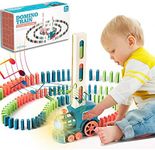 2022 Upgrade Domino Train Toy Set, Automatic Domino Train Set with Upgrade 3 Color Domino Blocks for Kids,Domino Train Toy Set for Boys and Girls Age 5-12 (blue-60domino)