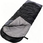 Sleeping Bag 3 Seasons (Summer, Spring, Fall) Warm & Cool Weather - Lightweight,Waterproof Indoor & Outdoor Use for Kids, Teens & Adults for Camping Hiking, Backpacking and Survival (Black Grey)