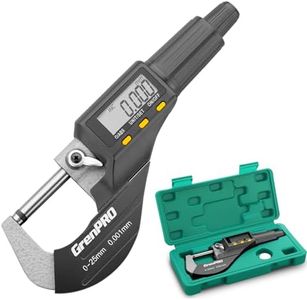 GRENPRO Digital Micrometer Measuring Tool, Professional Inch/Metric Precision Thickness Gauge, DIY and Household Use 0.00005"/0.001 mm Accuracy Micrometers ，Protective Case with Extra Battery