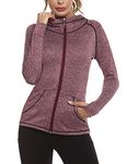 Sykooria Womens Full Zip Up Running Sport Jacket Hoodie Top Ladies Long Sleeve Athletic Hooded Sweatshirt Coat Hoody Track Jacket with Pockets and Thumb Holes Wine Red