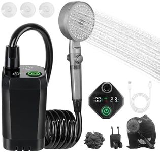 Portable Shower for Camping, 6000mAh Rechargeable Camping Shower with Digital Display, with Filtered Shower Head & Shower Ball, Water Pressure Speed Adjustable, Shower Kit for Hiking, Travel, Car, Pet