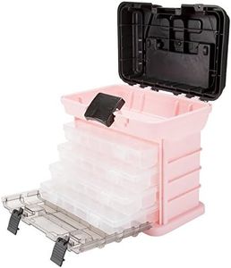 Stalwart 75-STO3183 Parts & Crafts Rack Style Tool Box with 4 Organizers, Pink