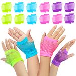 Novelty Place 12 Pairs of Fingerless Fishnet Neon Gloves for Women and Girls - Perfect for 80s 90s Theme Parties, Raves, and Festivals - Vibrant Neon Wrist Gloves