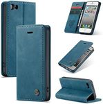 Cracedily for iPhone 5 / iPhone 5S / iPhone SE (2016) Case, Flip Wallet Leather Case with Card Holder Magnetic Closure Shockproof Kickstand Protective Phone Cases Cover for iPhone 5S,Blue-Green