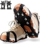 11 Spikes Crampons, Upgraded Version Stainless Steel Anti-Slip Microspikes，Ice Cleats Traction Grips for Hiking Shoes and Boots, Safe Protect for Hiking Fishing Mountaineering Walking Black, Large