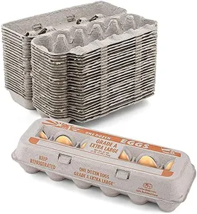 MT Products Printed Natural Pulp Egg Cartons Holds Up to Twelve Eggs - 1 Dozen Extra Large - Strong Sturdy Material Perfect For Storing Extra Eggs (25 Cartons) - Made in The USA