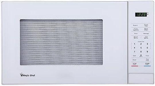Magic Chef Compact Countertop Microwave Oven, 1,000 Watts, White, 1.1 Cu. Ft. - Digital Kitchen Appliance with One-Touch Cooking, Child Lock, Timer, Reheat, Defrost, and 10 Power Levels