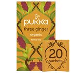 Pukka Organic Three Ginger 20 Herbal Tea Sachet, 36g,20 Count (Pack of 1)