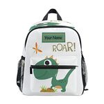 Mnsruu Custom Kid's Toddler Backpack, Personalized Backpack with Name/Text, Customization Cute Dino Kindergarten Preschool Bag for Toddler Girls Boys