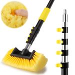 Car Washing Brush 12FT RV Wash Brush Sturdy Car Wash Brush with Long Handle, 3-12FT Multi-Purpose Extension Pole with 10" Soft Bristle Brush for Cleaning RV, Boats, House Siding,Solar Panels
