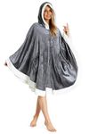 CityComfort Blanket Hoodie, Fleece Warm Poncho with Sleeves, Gifts for Women (Charcoal)