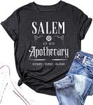 Salem T-Shirt Women Halloween Witch Sisters Shirt Salem Witch Shirt Fall Holiday Tees Casual Short Sleeve Tops, Gray, XXL