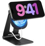 Spigen Mag Fit S Designed for MagSafe Charger Stand Aluminum Adjustable Phone Stand Compatible with iPhone 15/14/13/12 Series, AirPod Pro, AirPod Pro 2, AirPod 3 Charging Stand - Black