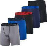 5 Pack: Big and Tall King Size Mens Compression Short Biker Shorts Men Spandex Sports Workout Gym Yoga Base Layer Tight Skins Active Athletic Running Underwear Briefs Quick Dry Fit- Set 2, 3X