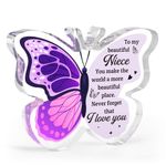 Niece Gifts, Niece Gifts from Auntie Uncle - Acrylic Butterfly Plaque Niece Birthday Gifts, Ideal Gifts for Niece Birthday, Adult, Wedding, Graduation, Niece Birthday Presents, Presents for Niece