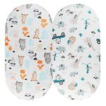 Tontukatu Bassinet Sheet Set 2 Pack Snug Fitted Cradle Fitted Sheets , Stretchy Ultra Soft , for Oval Rectangle Hourglass Bassinet Mattress , Unisex Boy Girl , Tiger Elephant & Fox