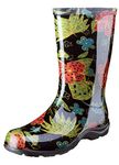 Sloggers Waterproof Garden Rain Boots for Women - Cute Mid-Calf Mud & Muck Boots with Premium Comfort Support Insole, Midsummer Print Black, 7.5 UK