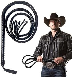 GAGIFT WORLD 73" Faux Leather Cowboy Whip,Vintage Ringmaster & Catwoman Whip Western Equestrian Costume Accessory Halloween Party Prop Role-Play Gift for Adults & Kid