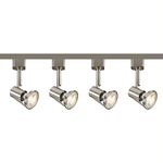 Adjustable Multi Directional Track 2M 2 Meter 4 Spot Lights Ceiling Mounted Kitchen Exhibition Track Rail Tape Spotlight Lighting Single Circuit 5W GUI10 LED Brushed Chrome